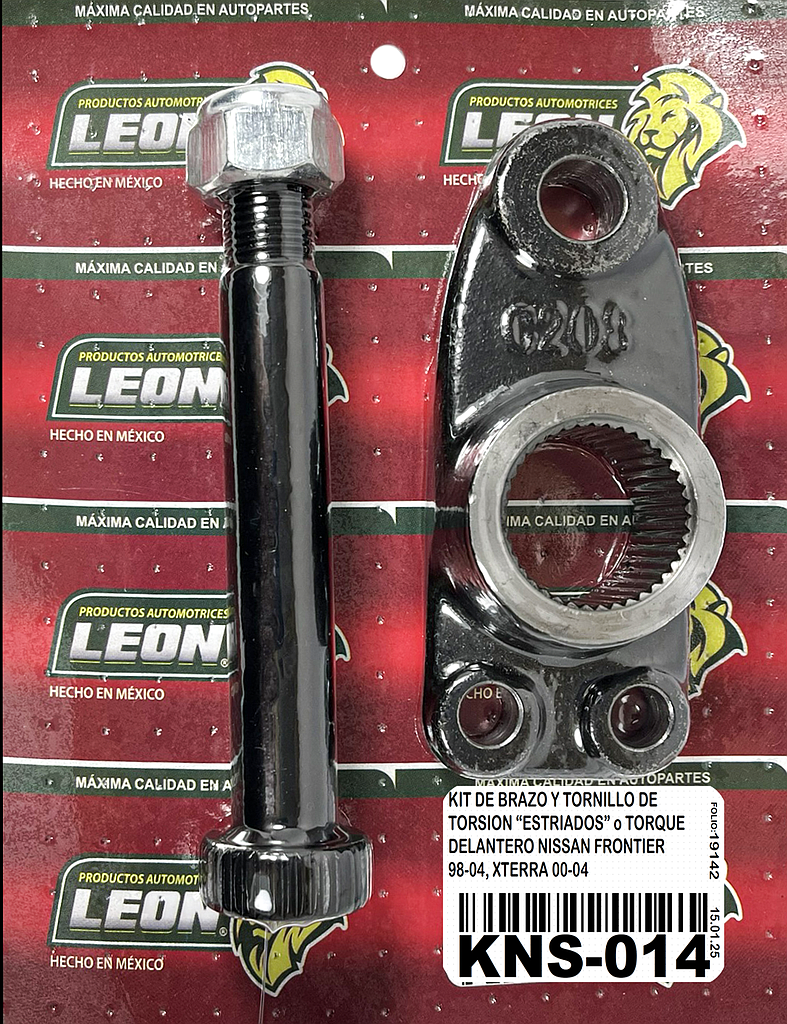 KIT DE BRAZO Y TORNILLO DE TORSION “ESTRIADOS” o TORQUE DELANTERO NISSAN FRONTIER 98-04, XTERRA 00-04