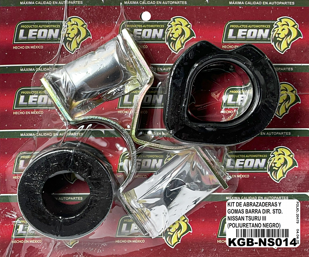 KIT DE ABRAZADERAS Y GOMAS BARRA DIR. STD. NISSAN TSURU III (POLIURETANO NEGRO)