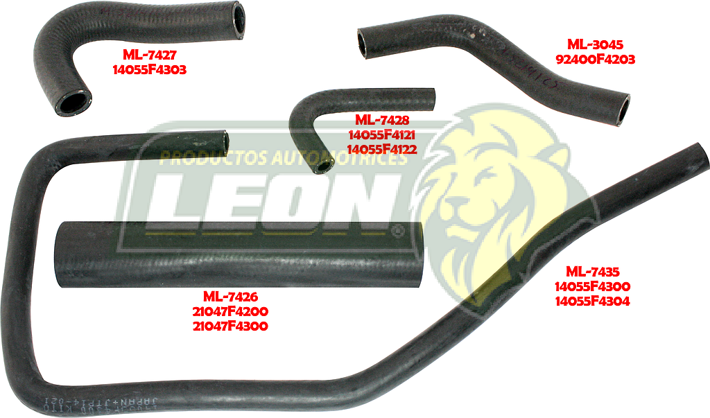 MANGUERAS MOLDEADAS DE ENFRIAMIENTO NISSAN TSURU III  (KIT 5 pzas.) LEÓN