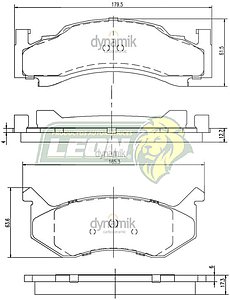 BALATA F.D. DODGE RAM CHARGER 85-93 8C. 5.9L, AD150 87-92 6C. 3.9L, AW150 87-92, 6C. 3.9L, B150 85-93 6C. 3.9L, B250 85-93 6C. 3.9L (7019D86) R.D.