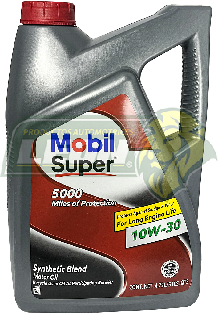 ACEITE SYNTHETIC BLEND 10W30 4.73 Lt. MOBIL SUPER 5000