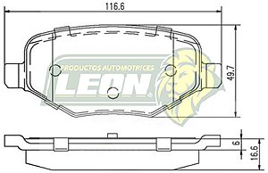 BALATA F.D. FORD EXPLORER 11-16 4L. 6C, EDGE 11-12 3.5L 6C, TAURUS 2015 3.8L.6C, FLEX 09-15 3.5L, 6C, LINCOLN MKS 2015 3.7L.6C (SEMI METALICO) R.T.