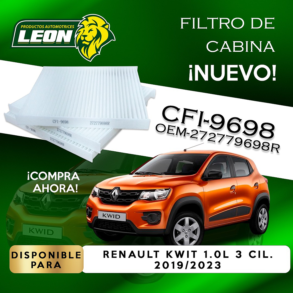 FILTRO DE CABINA RENAULT KWID 1.0L 3C 19-23