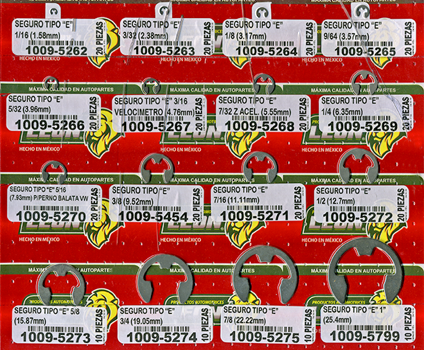 MUESTRARIO DE SEGUROS TIPO “E” VARIAS MEDIDAS