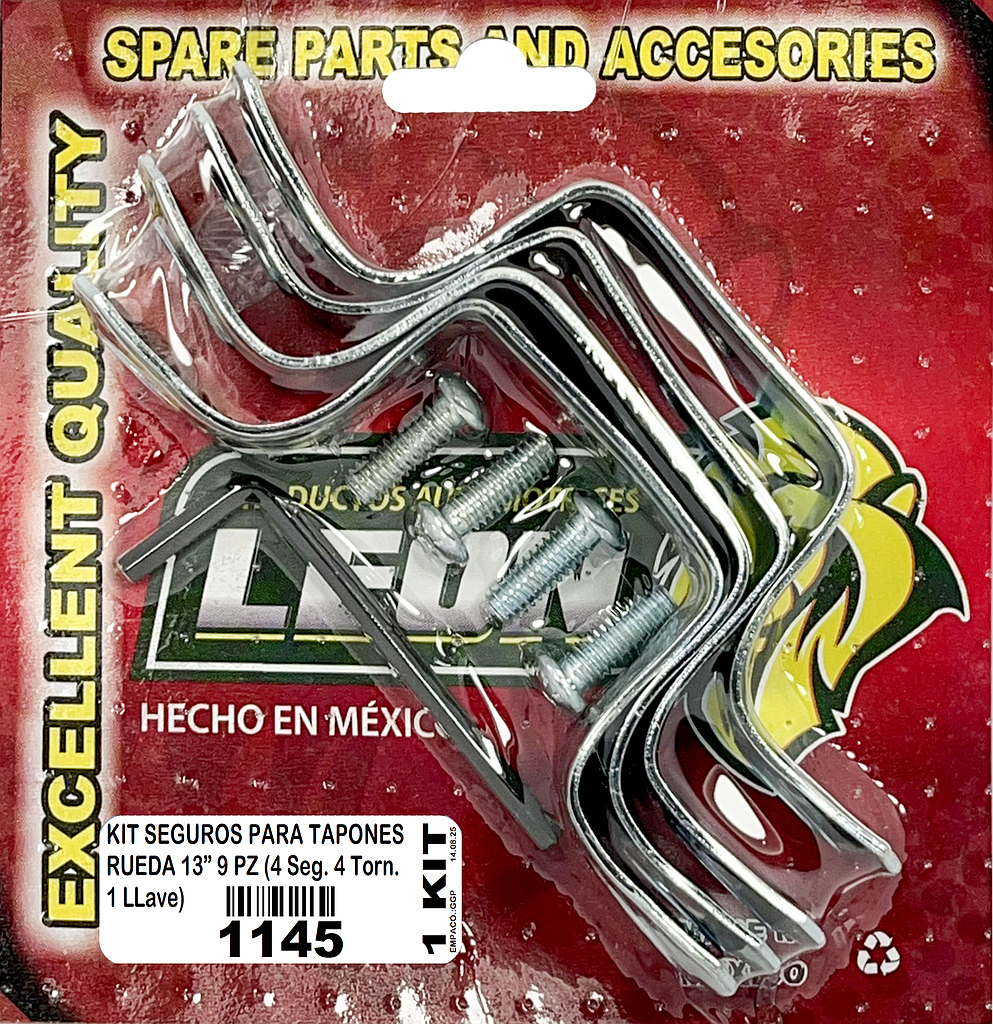 KIT SEGUROS ANTIROBO PARA TAPONES DE RIN 13” (SKIN PACK)