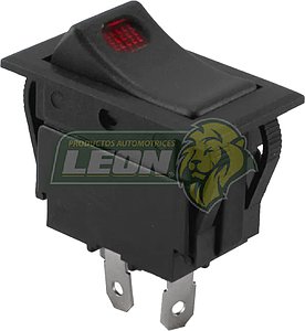 SWITCH DE TECLA RECTANGULAR 1 PASO C/LUZ ROJA 3T. (60113, SW-201) = ASW17D