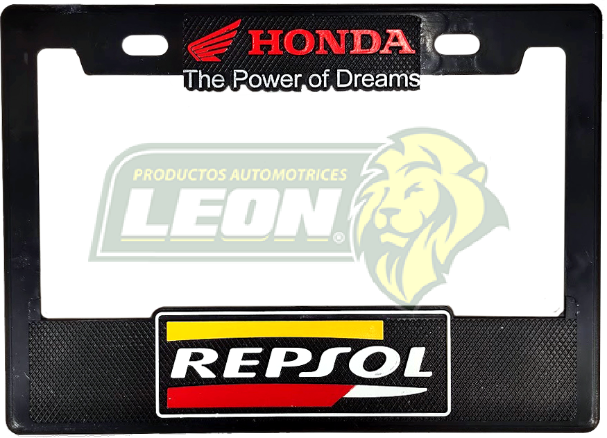 PORTAPLACA CHICA 22x15.5 cm.P/MOTO GRABADO REPSOL / HONDA ROJO (X PIEZA)