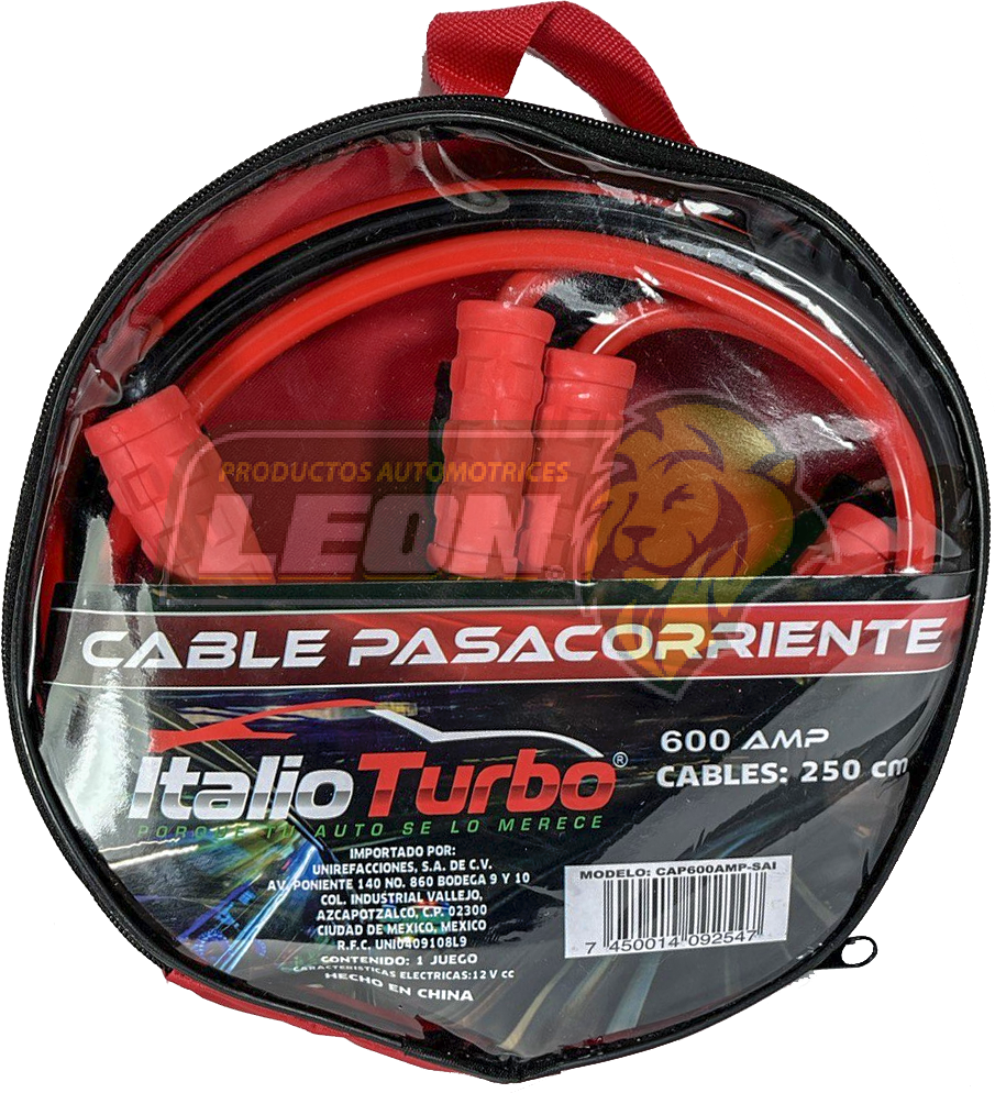 CABLE PASACORRIENTE 600 AMPS, 250 cm ITALIO TURBO