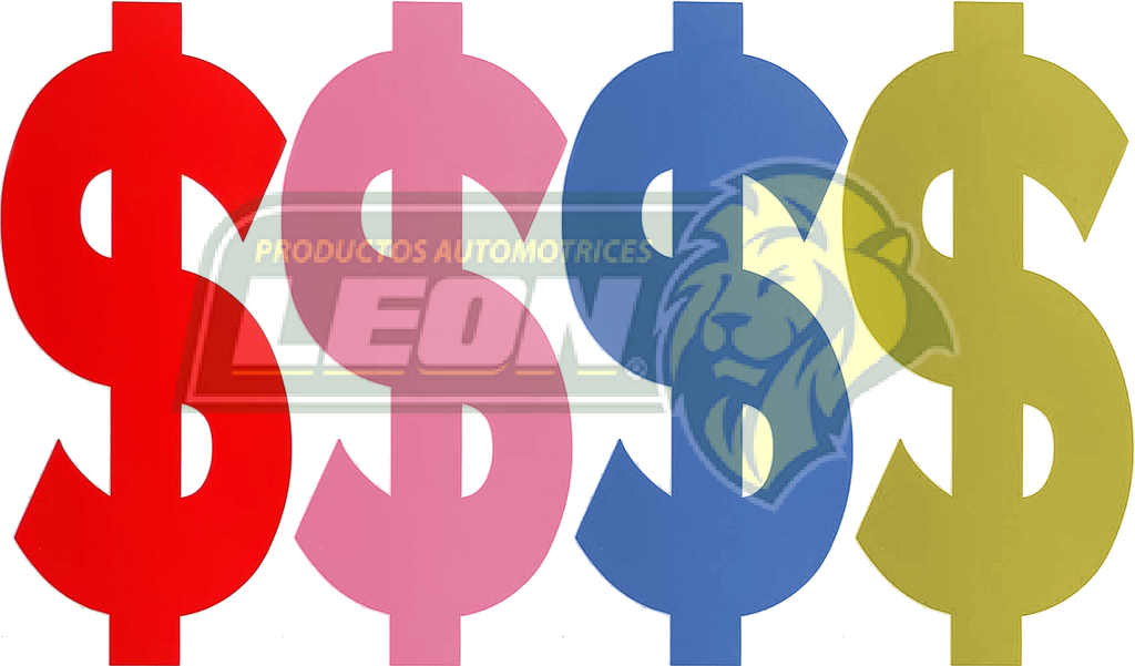 CALCOMANIA “SIGNO DE PESOS” 14x5.5 cm (CARTON c/20 pz. COLORES SURTIDOS)