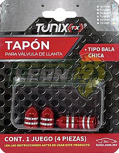 TAPON P/VALVULA DE LLANTA T/BALA (JGO. c/4 pzas.) ROJO