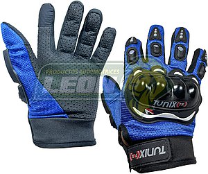 GUANTES P/MOTOCICLISTA CON TOUCH Y LIMPIADOR DE VISOR XL COLOR AZUL (PAR)