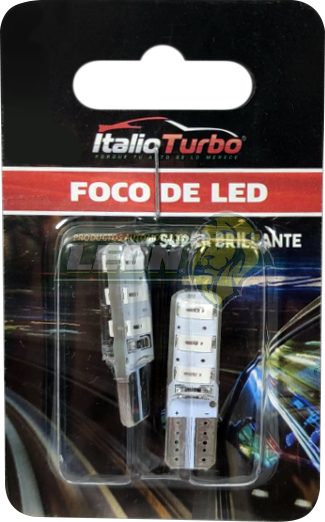 FOCO PELLIZCO V12 6 LED 5630 T10 C/RECUBRIMIENTO DE GEL (AZUL) (JGO. c/2 pz.)
