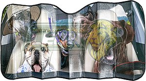 CORTINA PARASOL METALIZADA PERROS 148x70 cm DOBLE BURBUJA
