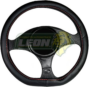 FUNDA CUBRE VOLANTE DEPORTIVO TIPO D, NEGRO C/COSTURA ROJA 