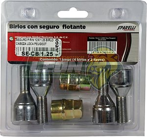 SEGURO P/RIN 12 X 1.25 BIRLO CABEZA LOCA = WLB-033C = 16-054CH PEUGEOT JUEGO
