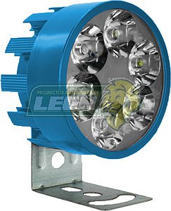 FARO P/MOTO REDONDO C/6 HIPERLEDS 1W CARCASA AZUL C/ESTROBO
