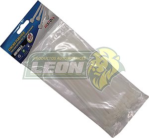 CINCHO NAILON 18 cm (3.5 mm DE ANCHO) BLANCO (BOLSA C/100 pz.)