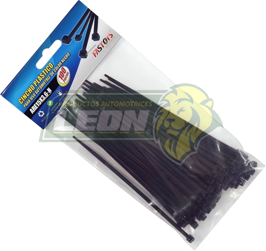 CINCHO NAILON 15 cm (3.6 mm DE ANCHO) NEGRO (BOLSA C/100 pz.)