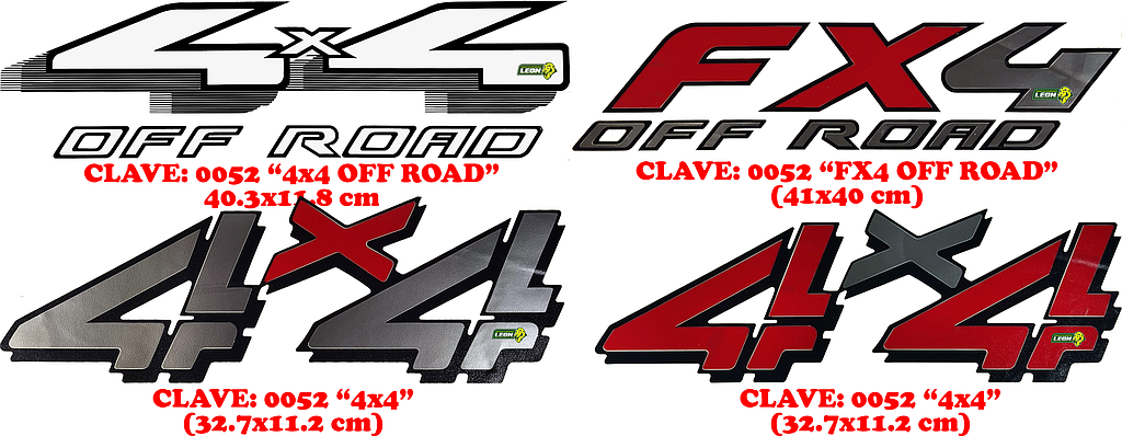 CALCOMANIA LETREROS GRANDES FX4 Y 4X4 OFF ROA