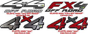 CALCOMANIA LETREROS GRANDES FX4 Y 4X4 OFF ROA