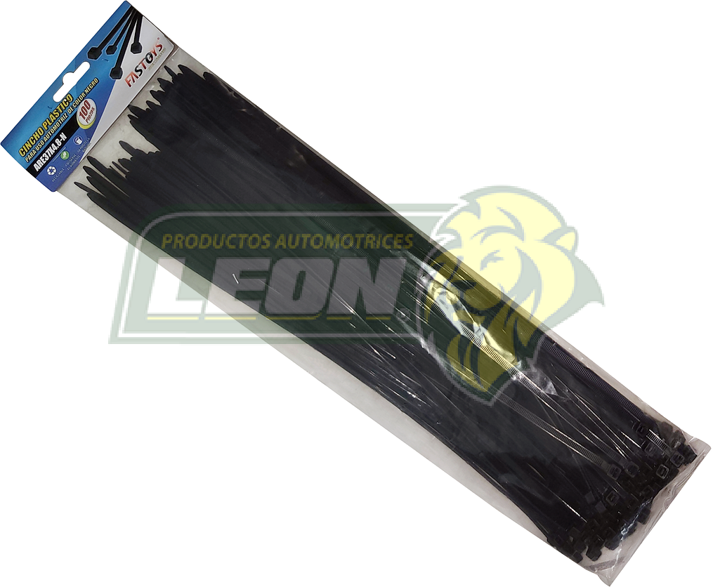 CINCHO NAILON 37 cm (4.8 mm DE ANCHO) NEGRO (BOLSA c/100 pz.)