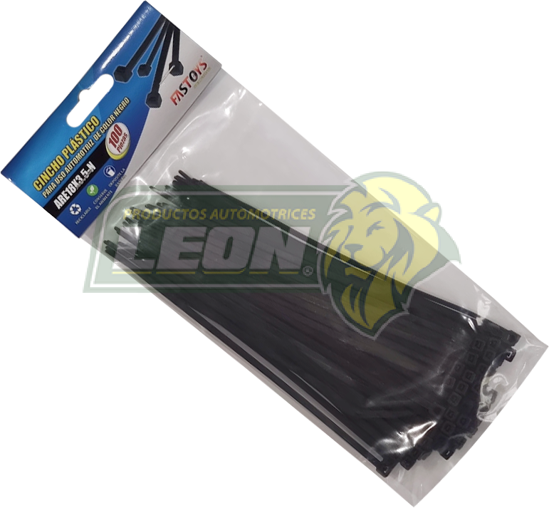 CINCHO NAILON 18 cm (3.5 mm DE ANCHO) NEGRO (BOLSA c/100 pz.)