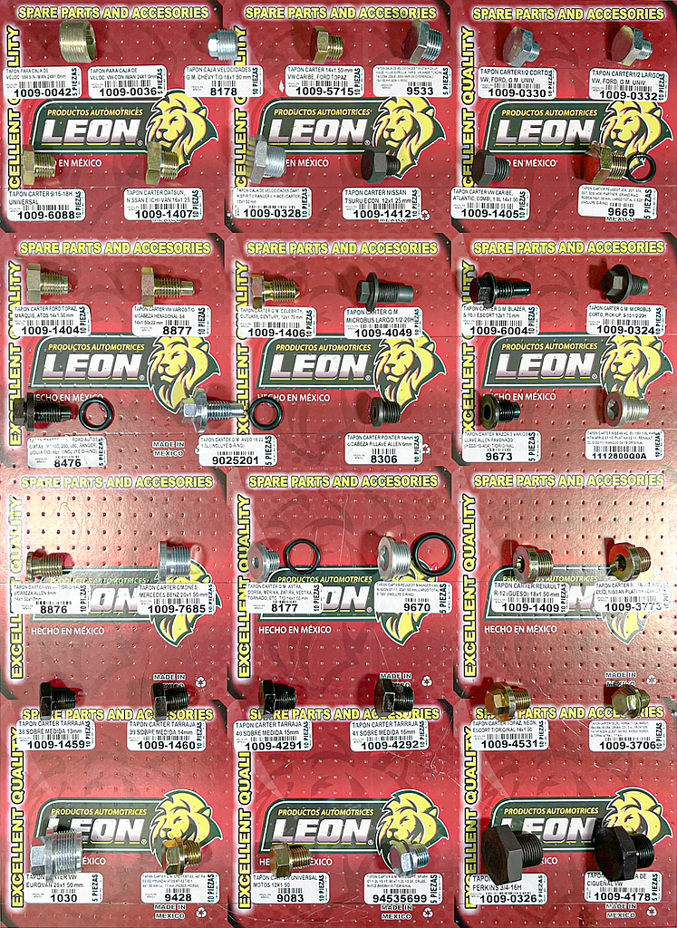 MUESTRARIO DE TAPONES DE CARTER VARIOS (38 MODELOS)