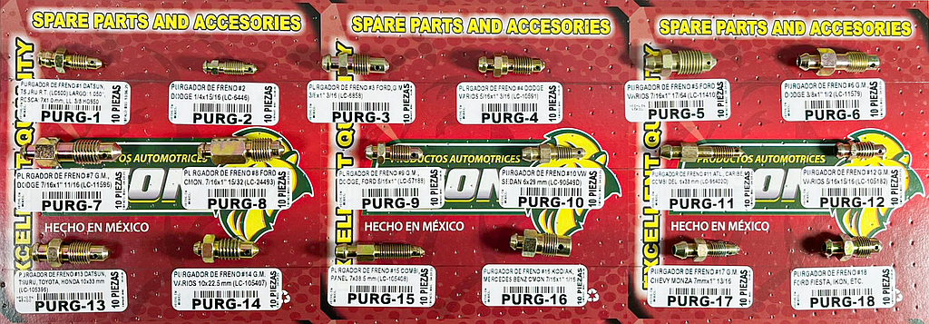 MUESTRARIO DE PURGADORES VARIOS MODELOS