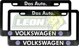 PORTAPLACAS NEGRAS GRABADAS VOLKSWAGEN LETRAS CROMADAS (JGO. c/2 pzas.)