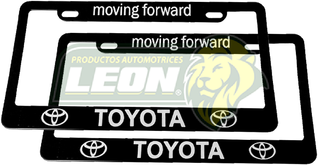 PORTAPLACAS NEGRAS GRABADAS TOYOTA LETRAS CROMADAS (JGO. c/2 pzas.)