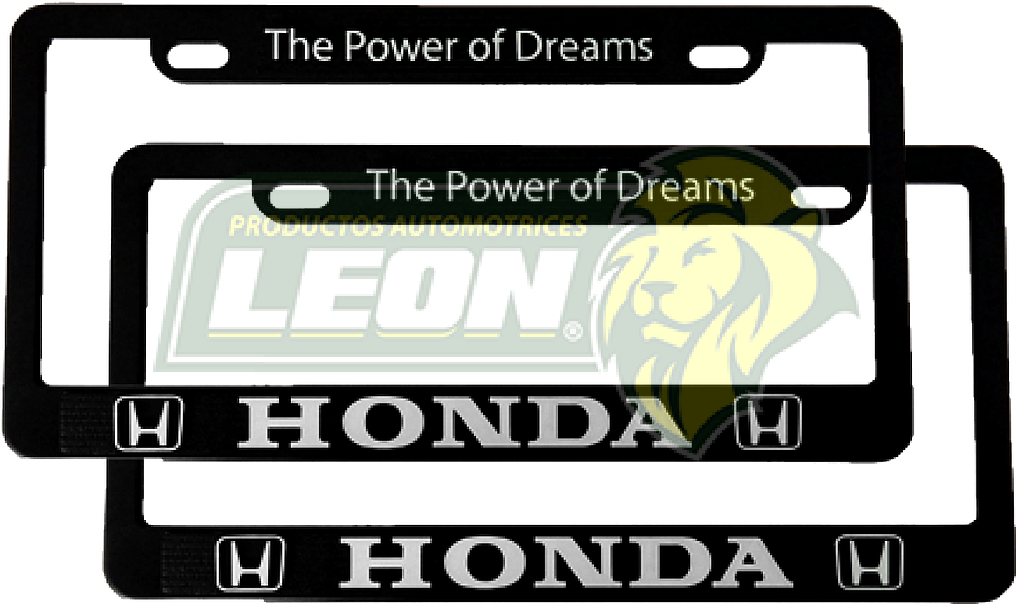 PORTAPLACAS NEGRAS GRABADAS HONDA LETRAS CROMADAS (JGO. c/2 pzas.)
