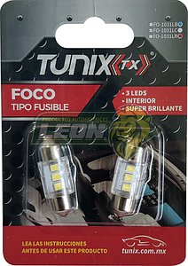 FOCO INTERIOR T/FUSIBLE 3 LED 10X31 BLANCO (JGO. c/2 pz) TUNIX