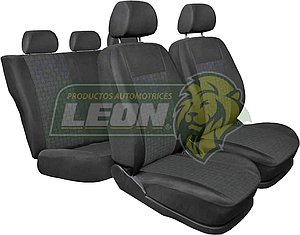 FUNDA PARA ASIENTO UNIVERSAL, TELA AUTOMOTRIZ C/VINIPIEL, CABECERA SEPARADA (JGO. c/8 pz.)