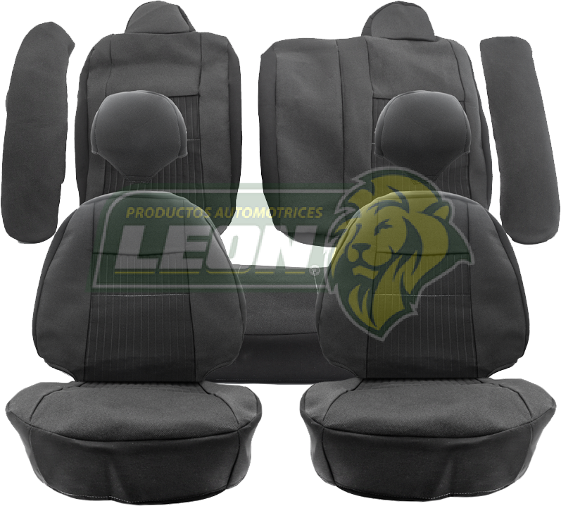 FUNDA PARA ASIENTO VERSA 2022, TELA AUTOMOTRIZ C/ VINIPIEL, CABECERA SEPARADA (JGO 11 PZAS)