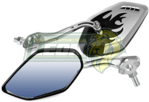 ESPEJO SILVER UNIV. P/MOTOCICLETA (PAR) TRAPEZOIDE C/ADAPTADORES