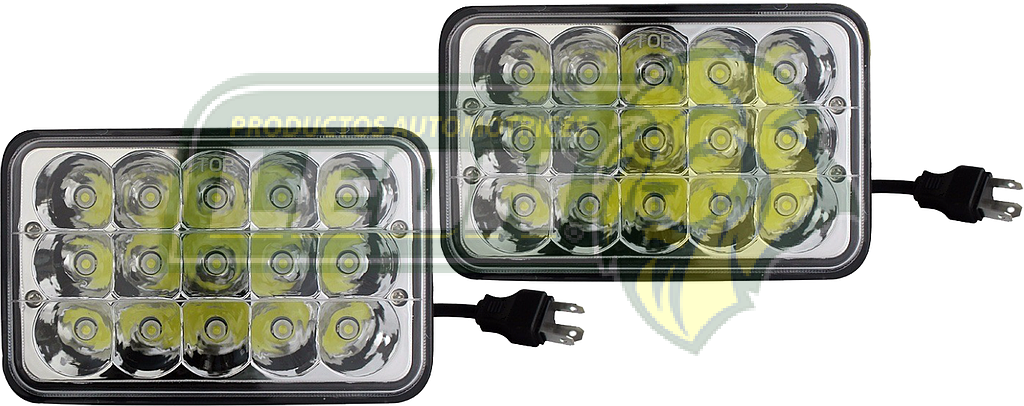 UNIDAD CUADRADA 5" 15 HIPERLEDS 3W C/U c/SOQUET DE 3T.  (JGO. c/2 pz.)