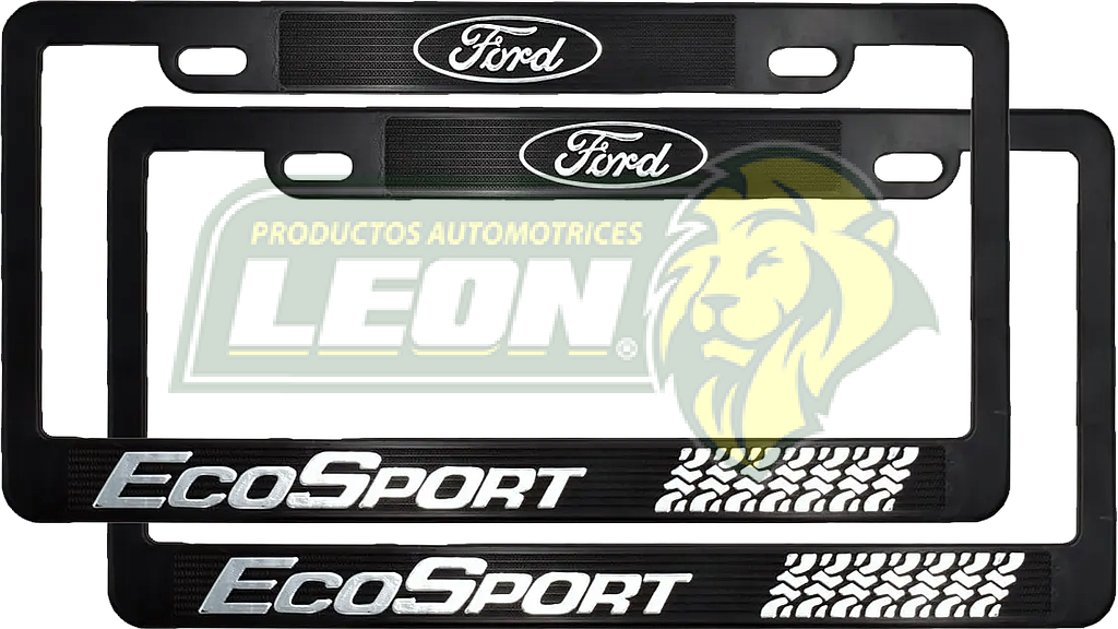PORTAPLACAS NEGRAS GRABADAS ECOSPORT LETRAS CROMADAS (JGO. c/2 pzas.)