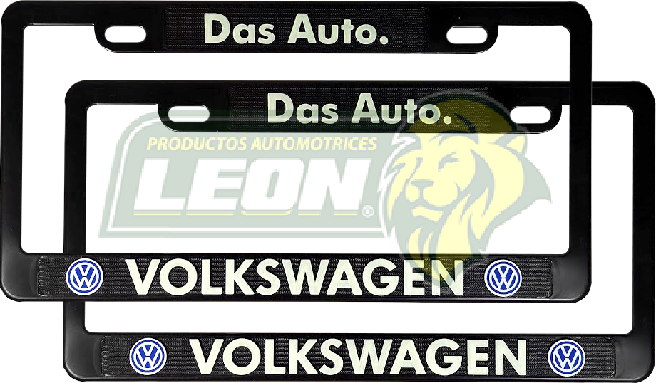 PORTAPLACAS NEGRAS GRABADAS VW LETRAS FLUORESCENTES (JGO. c/2 pz.)