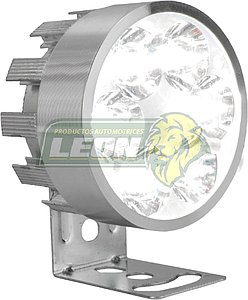 FARO P/MOTO REDONDO C/6 HIPERLEDS 1W CARCASA PLATA C/ESTROBO