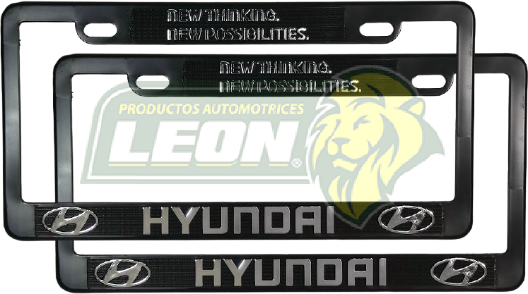 PORTAPLACAS NEGRAS GRABADAS HYUNDAI LETRAS CROMADAS (JGO. c/2 pzas.)