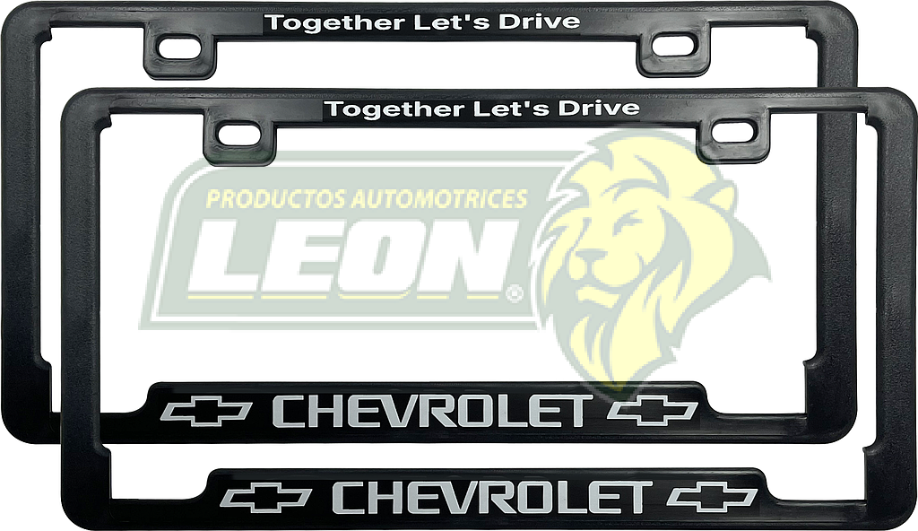 PORTAPLACAS SLIM (OFICIAL) SERIGRAFIA CHEVROLET “INNOVATION THAT EXCITES” (JGO. c/2 pzas.)