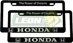 PORTAPLACAS NEGRAS GRABADAS HONDA LETRAS FLUORESCENTES (JGO. c/2 pzas.)