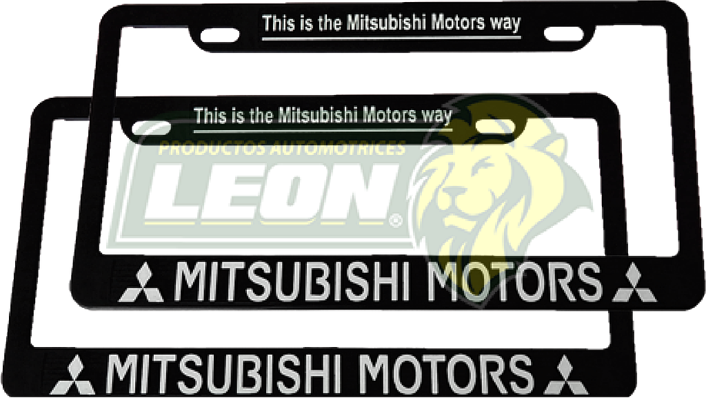 PORTAPLACAS NEGRAS GRABADAS MITSUBISHI LETRAS CROMADAS (JGO. c/2 pzas.)