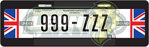 PORTAPLACA NEGRA T/EUROPEO C/BANDERA INGLATERRA-17 EN LOS COSTADOS  =PPE-INGL (X PIEZA)