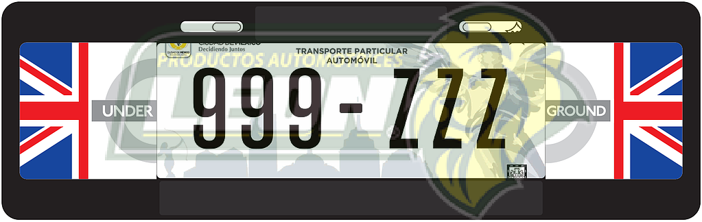 PORTAPLACA NEGRA T/EUROPEO C/BANDERA INGLATERRA-17 EN LOS COSTADOS  =PPE-INGL (X PIEZA)