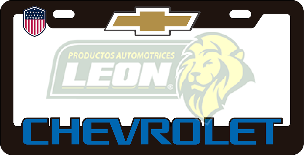 PORTAPLACAS DELUXE CHEVROLET REALZADA, DECORADO SERIGRAFIA Y HOT ESTAMPING (JGO. c/2 pzas.)
