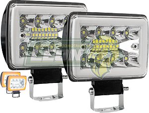 FARO LUZ BLANCA, ESTROBO C/OJO DE ANGEL TIPO GEL AMBAR C/16 LEDS 12V UNIVERSAL (JGO. c/2 pz.)