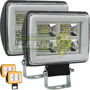 FARO LUZ BLANCA, ESTROBO C/OJO DE ANGEL TIPO GEL AMBAR C/12 LEDS 4 SECCIONES 12V UNIVERSAL (JGO. c/2 pz.)