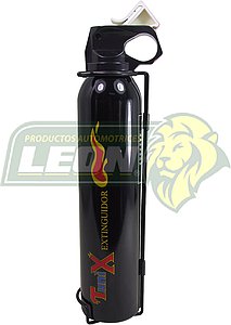 EXTINTOR DEPORTIVO NEGRO BRILLANTE ALUMINIO DESECHABLE CON BASE 500 ML