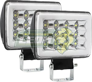 FARO LUZ BLANCA EN 3 HILERAS, ESTROBO C/OJO DE ANGEL TIPO GEL AMBAR C/12 LEDS 12V UNIVERSAL (JGO. c/2 pz.)